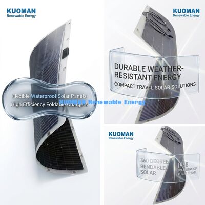 360 Grad biegsame, bifaziale, flexible Solarzelle 200W IP68 wasserdicht mit Kohlenstofffaser