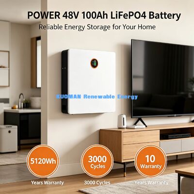 Ultradünne 14cm Wandmontage LiFePO4-Batterie 5,12 kWh Grade A CATL EVE Zellen 10 Jahre Garantie