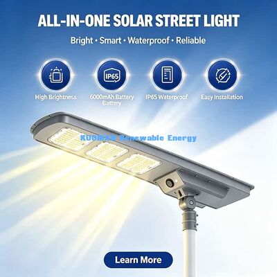 30W LiFePO4 Batterie Solarstraßenleuchte All in One Design Wasserdichte Außen Solar LED Straßenlampe