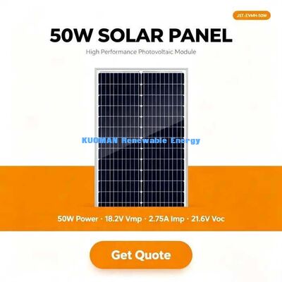 50W monokristallines Solarpanel 12V Batterieladegerät Hocheffizientes 182mm PV-Modul