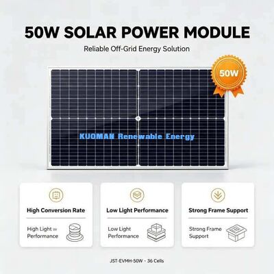 Langlebiges 50W monokristallines Solarpanel, wind- und schneefest, Aluminiumlegierungsrahmen