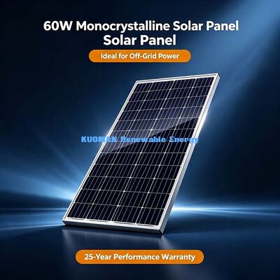 60 Watt STC-getestete monokristalline Solarzelle 20V Betriebsspannung für 12-Volt-Batterien mit tiefem Zyklus