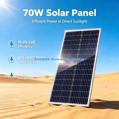 70W Hochleistungs-Monokristallines PV-Modul, Hervorragende Leistung bei Schwachlicht, Solarpanel für Camping im Freien
