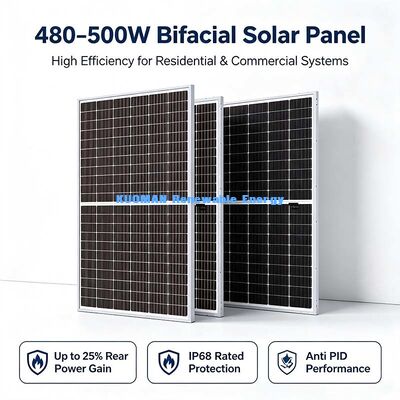 Breiter Temperaturbereich 490W bifaziales Solarmodul, -40°C~+85°C Arbeitsbereich