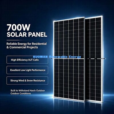 Breiter Temperaturbereich 40~+85℃ 700W Monokristallines Solarpanel für den Außenbereich PV-Ausrüstung
