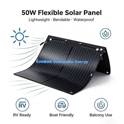 50W flexibles Klapp-Solarpanel, 360° biegfeste Kohlenstofffaser-Solarladegerät für Wohnmobil-Boot-Yachtbalkon