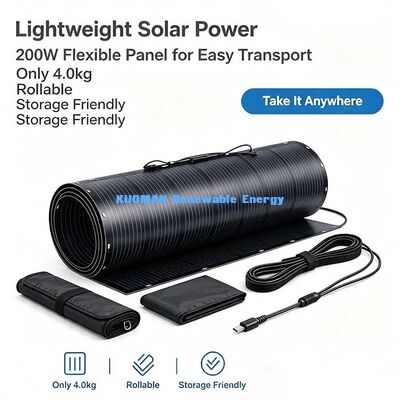 200 W flexibles Solarpanel mit gekrümmter Anpassung, hohe Leistung Off-Grid Solarenergie für Wohnwagen, Yachten, Balkone und Kabinen
