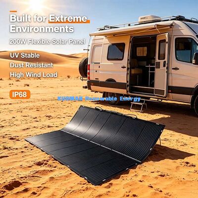 200W flexibles Solarpanel mit gekrümmter Oberfläche, zuverlässige Off-Grid-Solarenergie für Wohnmobile, Boote, Balkone und Notversorgung
