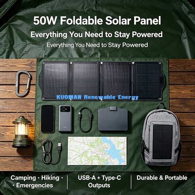 50 Watt klappbares ETFE-Solar-Ladegerät, tragbare Solarenergie für das Camping aller Jahreszeiten
