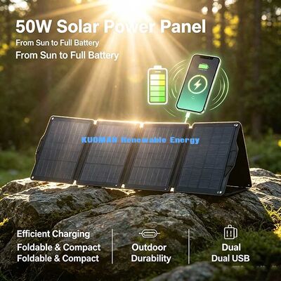 Off-Road-Solarpanel mit 50 W-Ausklappung, Mehrport-Solarlader für Entdecker im Freien