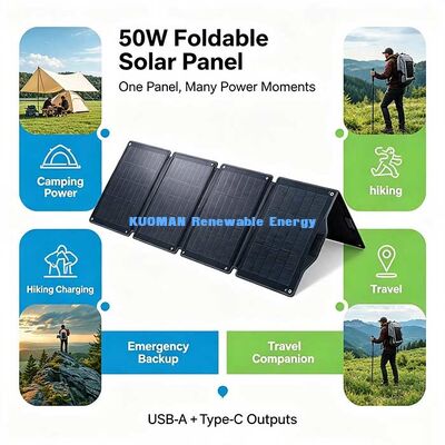 50 W Klappbare tragbare Solarladegerät, DC 5521 USB-C-Solarplatte für Wohnmobil und Lieferwagen
