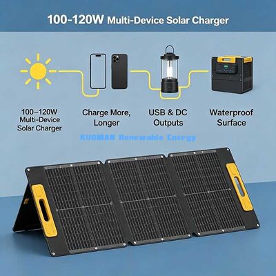 100W leichte, tragbare Klappsolarzelle, Off-Grid-Solarladegerät für Wandern am Strand und Picknick