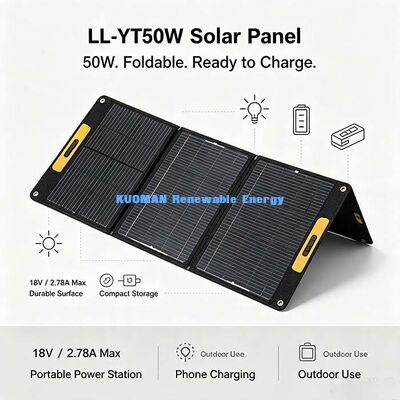 50W faltbares Solarpanel-Ladegerät, hocheffiziente 22%+ Solarzellen für Outdoor-Kraftwerke