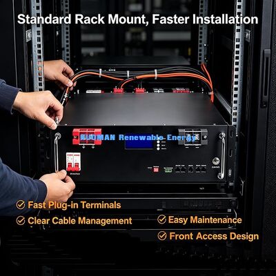 5.12kWh Lithiumbatterie mit Rack-Mount-Handgriffen Einfache Installation und Wartung für Schränke