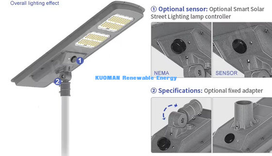 All-in-one LED Solarstraßenleuchte 220lm/W IP65 wasserdicht mit 2-3 Regentagen Sicherung für Straßen- und Gartenbeleuchtung