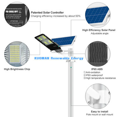 200W Solarstraßenlicht mit Pro MPPT und IP65 Wasserdicht für Straßen- und Gartenbeleuchtung im Freien