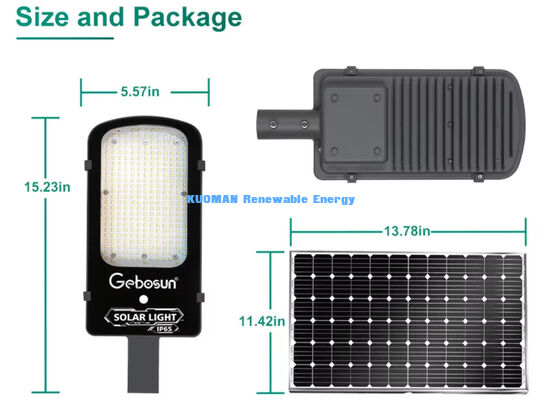 IP65 Wasserdichtes 300 Watt Solarstraßenlicht mit Bewegungssensormodus und Solarpaneel für Stadtstraßen