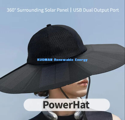 Klappbare Solarhut mit 22% Effizienz und 13 Watt Leistung - Portable wiederaufladbare Solarkappe für den Außenbereich