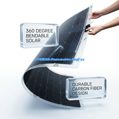 360 Grad biegsame, bifaziale, flexible Solarzelle 200W IP68 wasserdicht mit Kohlenstofffaser