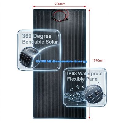 200W IP68 Wasserdichtes 360° biegbares flexibles Solarpanel für erneuerbare Energien