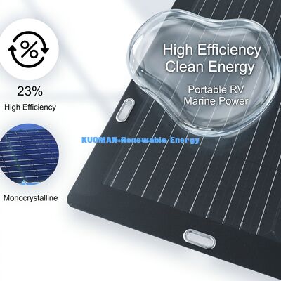 50 Watt monokristallines flexibles Solarpaneel mit leicht zu schälenden und klebenden Klebstoffrücken für Rucksäcke und 12V-Batterien