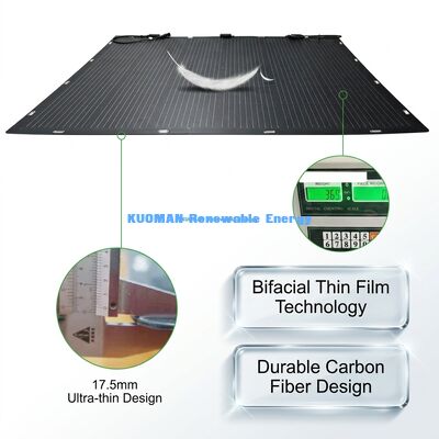 IP67 Wasserdicht 200W Leistung 360° biegbares flexibles bifaziales Solarpanel für Wohnmobile, Zuhause und Reisen