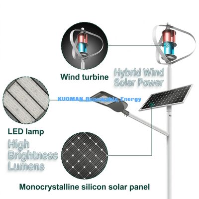 100W-200W Wind-Solar-Hybrid-Straßenleuchte mit IP65-Wasserdichtheit und 12 Stunden*365 Tage Arbeitszeit für Off-Grid-Straßen