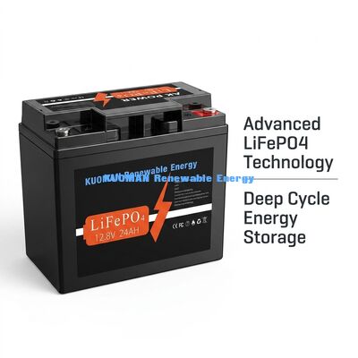 12V 24Ah LiFePO4-Akku mit 307,2 Wh Energie und ABS-Gehäusematerial für Tiefzyklus-Anwendungen