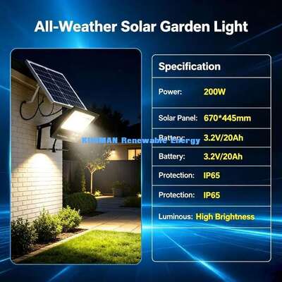 Durable Brand Lithium Battery Solar Flood Light All Weather Outdoor Use