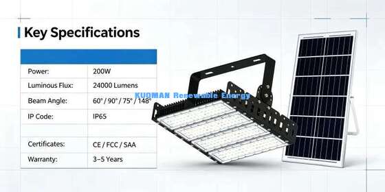200W Hochleistungs-Solar-LED-Modul-Flutlicht IP65 -40℃~+55℃ Arbeitstemperatur Außen-Tunnelbeleuchtung