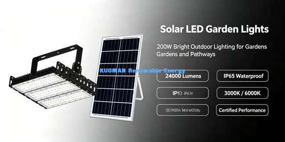 Multi-Winkel-Montage 200W Solar-LED-Flutlicht IP65 Staubdicht Wasserdicht Großflächen-Außenbeleuchtung