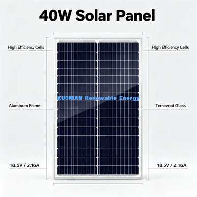 Leichtgewicht 40 W Monocrystalline Solarpanel Einfach zu installieren 12 V Off-Grid-Ladegerät