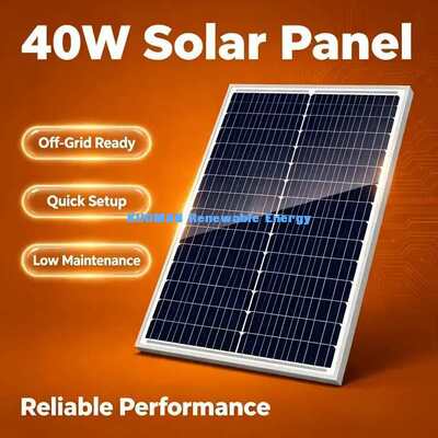40W gehärtetes Glas monokristallines Solarpanel für Gewächshaus & abgelegene Hütte Stromversorgung