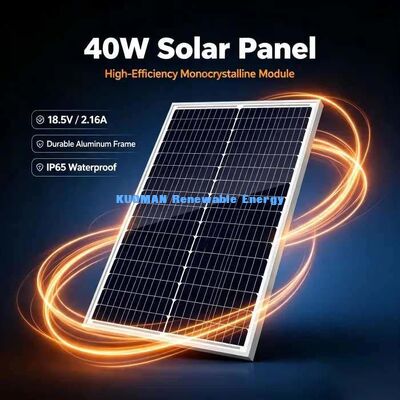 40 Watt Mono-Zell-Solarpanel Stoßdichtes Gehärtetes Glas RV Camping Notstrom