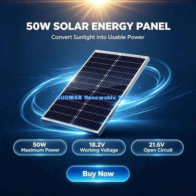 Hochleistung 50W Monokristallines Solarmodul 0~+4,99W Positive Leistungstoleranz