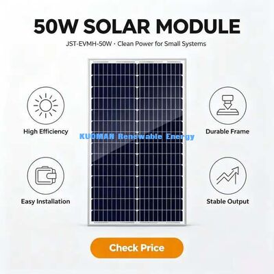 Hochleistung 50W Monokristallines Solarmodul 0~+4,99W Positive Leistungstoleranz