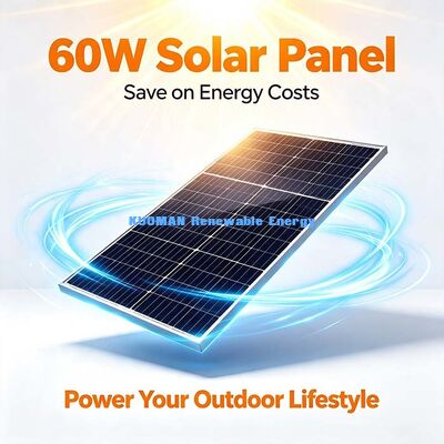 Wasserdichtes 60W monokristallines Solarpanel, -40°C~85°C Arbeitstemperatur für Notstromversorgung zu Hause