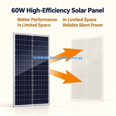 Wasserdichtes 60W monokristallines Solarpanel, -40°C~85°C Arbeitstemperatur für Notstromversorgung zu Hause