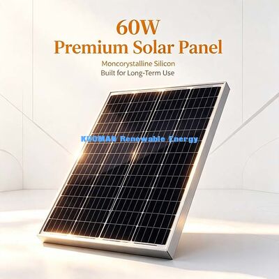 60 Watt STC-getestete monokristalline Solarzelle 20V Betriebsspannung für 12-Volt-Batterien mit tiefem Zyklus