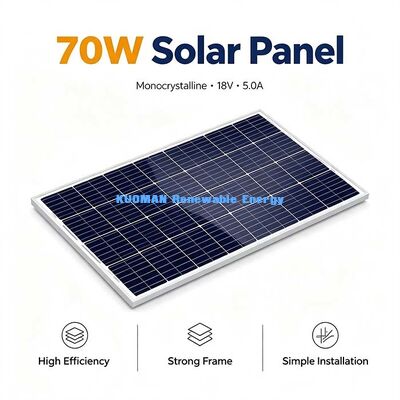 70-Watt Hocheffizienz-Mono-Solarpanel, gehärtetes Glas Off-Grid-Solarladegerät zum Laden von 12-V-Batterien