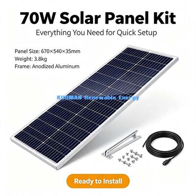 70W Hochleistungs-Monokristallines PV-Modul, Hervorragende Leistung bei Schwachlicht, Solarpanel für Camping im Freien