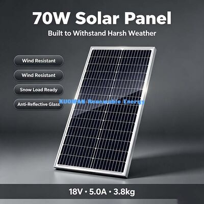 70 Watt 30 Zelle 182 mm Monokristalline Solarzelle, positive Leistung Toleranz Wohnbalkon PV-Ladegerät