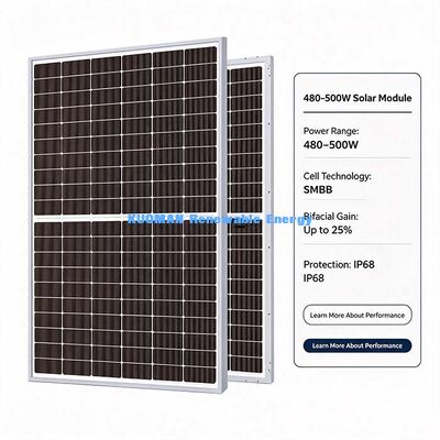 480W-500W Solarpaneel mit zwei Seiten, bis zu 25% Rückwärts zusätzlicher Leistungsgewinn