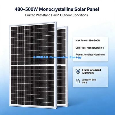 Verdickte AR-beschichtete, gehärtetes Glas 480-500 Watt Solarstrom-Panel für den Außenbereich