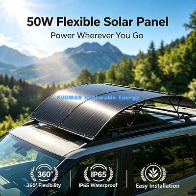 50W Monocrystalline Flexible Solar Panel, wasserdichte Off-Grid-Solarenergie für Wohnwagen, Marine und Outdoor-Camping