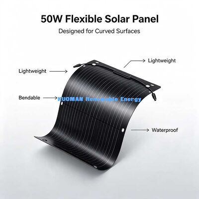 50 W Ultra-Light Flexible Solar Panel, leicht zu montierende faltbare Solarenergie für Wohnwagen, Boote, Campingplätze und Balkone