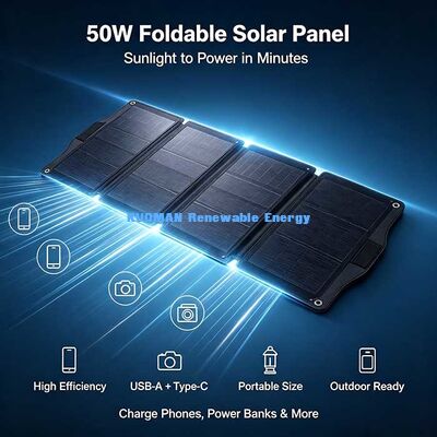 50 W Leichtes faltbares Solarpanel, netzunabhängiges Solarladegerät für Camping im Freien & Wohnmobile