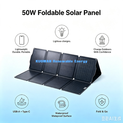 Langlebiges 50W faltbares Solarpanel-Ladegerät, ETFE-Oberfläche, netzunabhängige Solarenergieversorgung