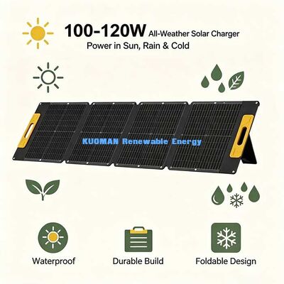 100W leichte, tragbare Klappsolarzelle, Off-Grid-Solarladegerät für Wandern am Strand und Picknick