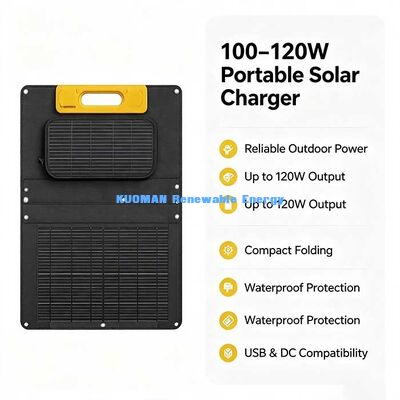 120W Kompaktes faltbares Solarpanel, wasserdichtes monokristallines Solarpanel für Camping & Outdoor-Stromversorgung